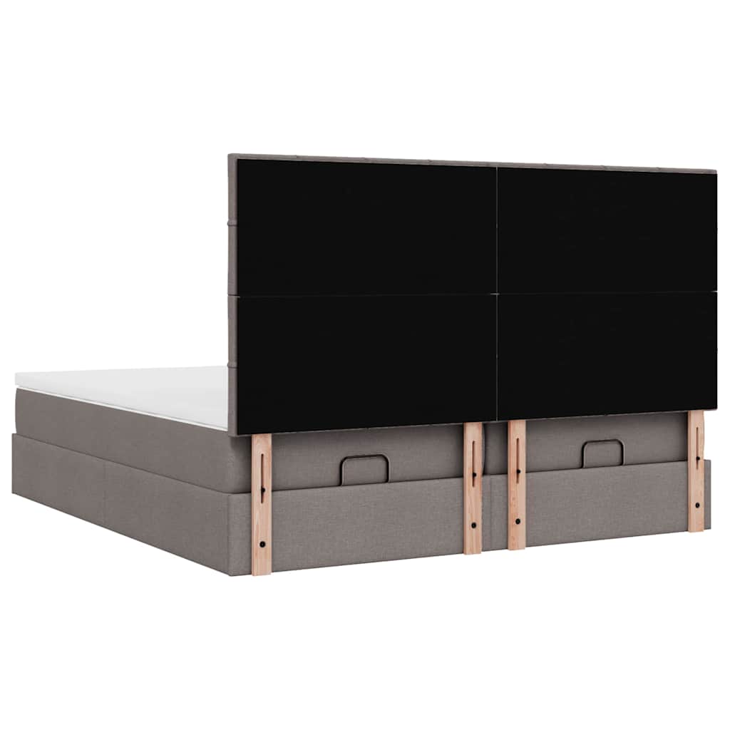 vidaXL Rama łóżka otomana z materacami, taupe, 180x200 cm, tkanina