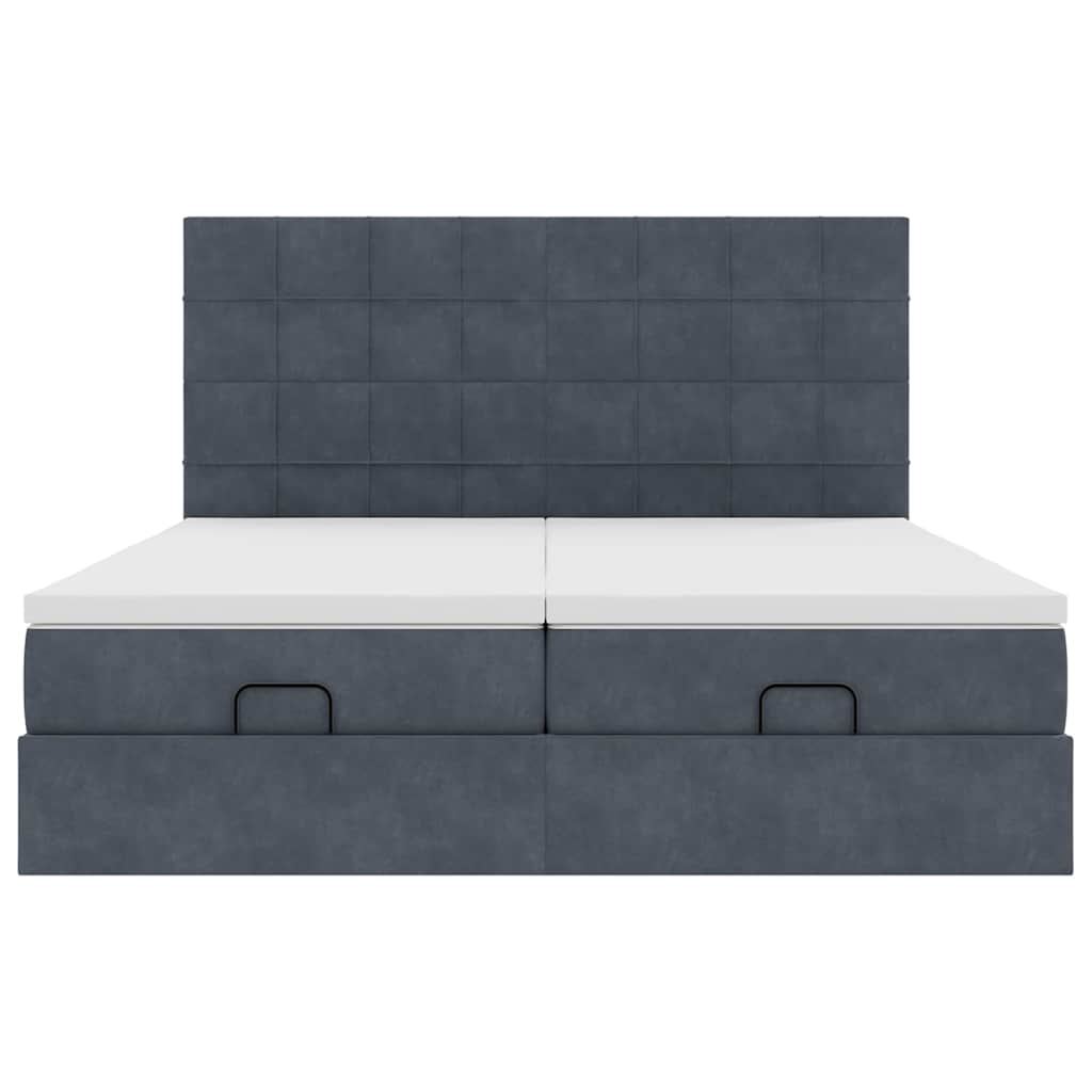 vidaXL Rama łóżka otomana z materacami, szara, 200x200 cm, aksamit