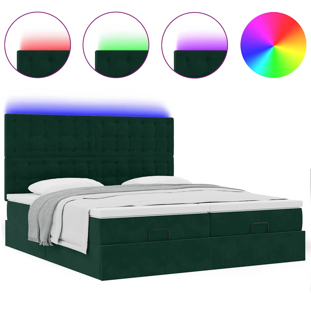 vidaXL Rama łóżka otomana z materacami, zielona, 160x200cm, aksamit