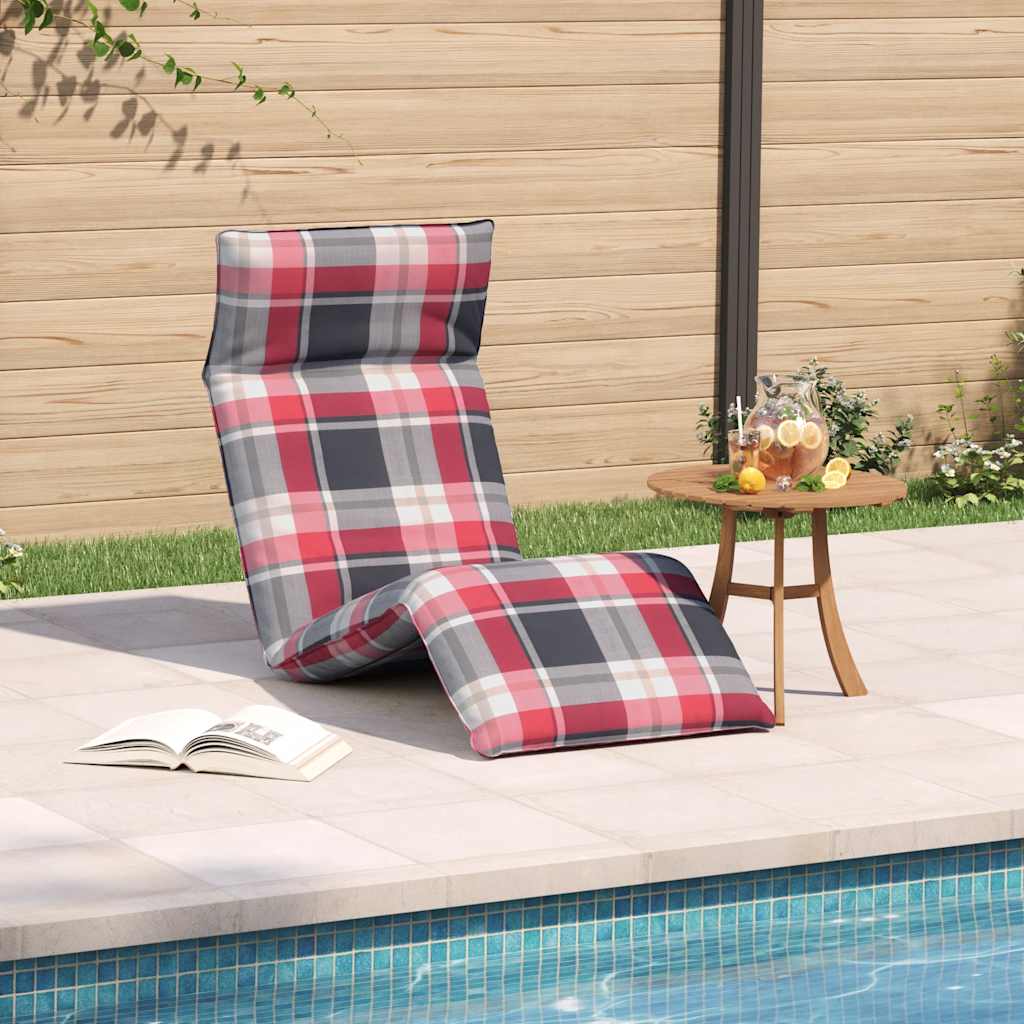 vidaXL Leżak składany w kratkę w kolorze czerwonym 175x54x8,5 cm
