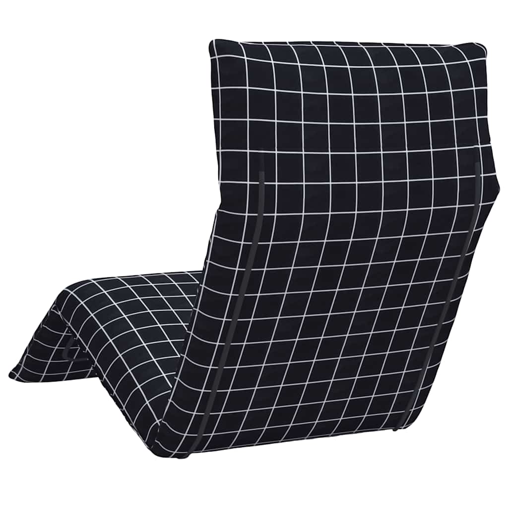vidaXL Leżak składany czarny wzór w kratkę 175x54x8,5cm tkanina Oxford