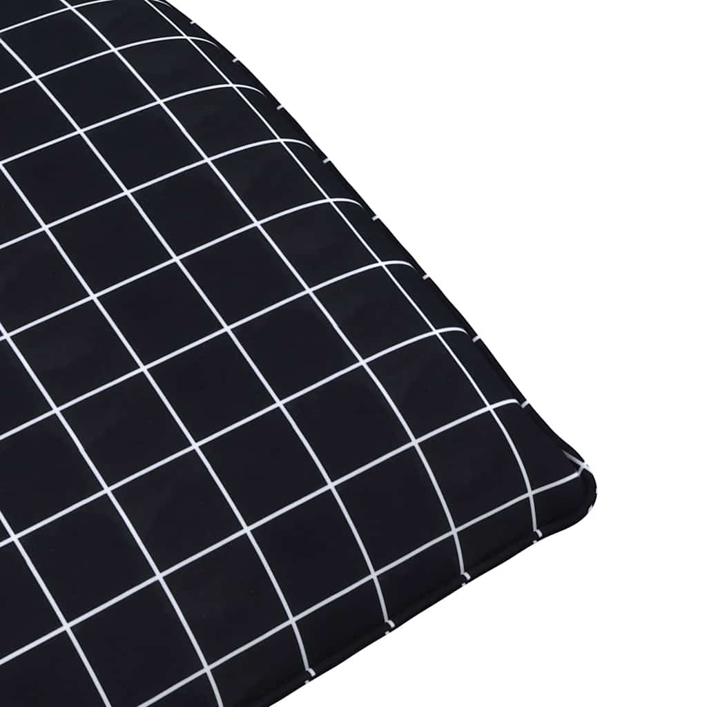 vidaXL Leżak składany czarny wzór w kratkę 175x54x8,5cm tkanina Oxford