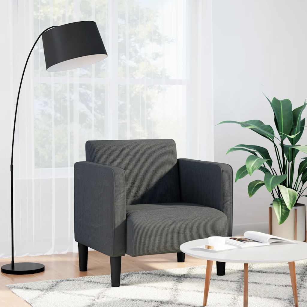 vidaXL Sofa Fotel z Podłokietnikami Ciemnoszary 54 cm Tkanina Corduroy