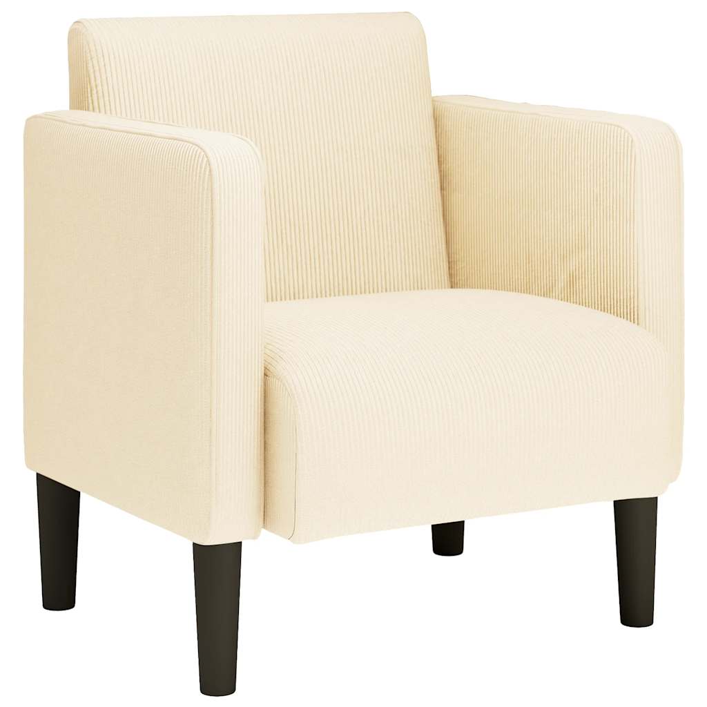 vidaXL Sofa Fotel z Podłokietnikami Kremowy 54 cm Tkanina Corduroy