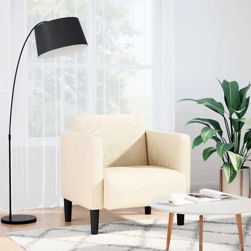 vidaXL Sofa Fotel z Podłokietnikami Kremowy 54 cm Tkanina Corduroy