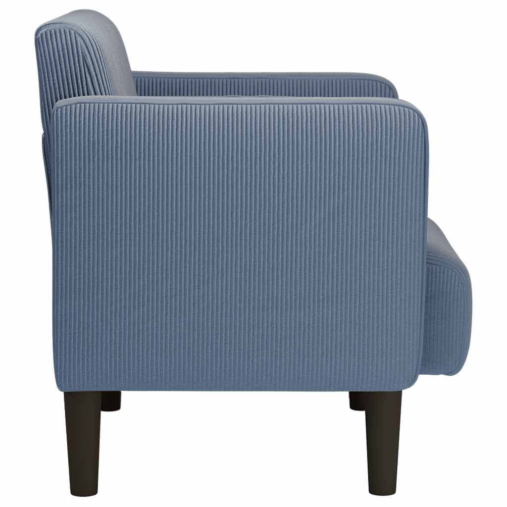 vidaXL Sofa Fotel z Podłokietnikami Niebieski 54 cm Tkanina Corduroy