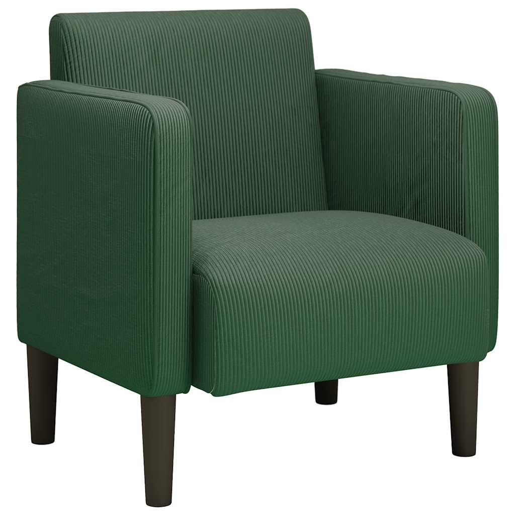 vidaXL Sofa Fotel z Podłokietnikami ciemnozielona 54cm Tkanina Corduroy