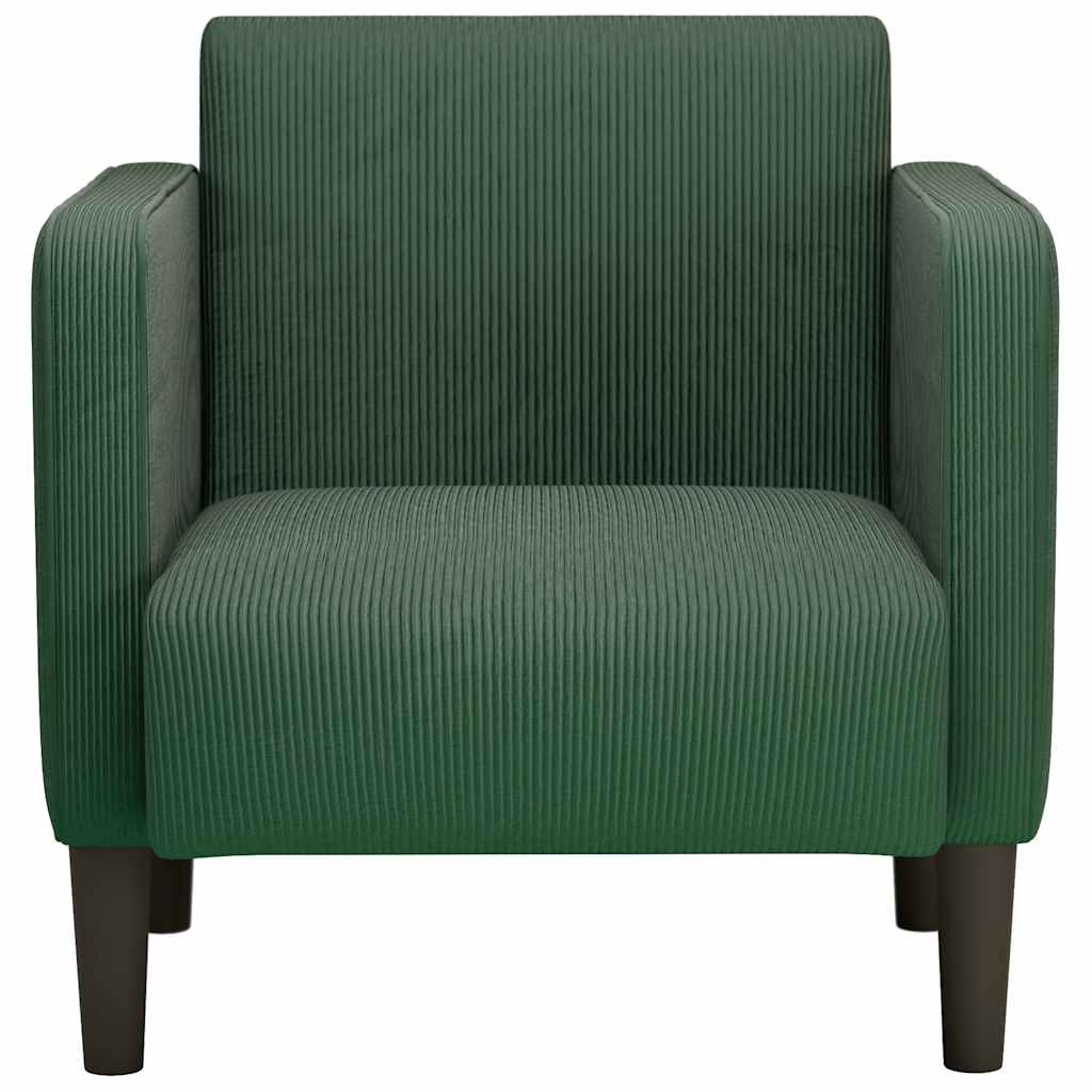 vidaXL Sofa Fotel z Podłokietnikami ciemnozielona 54cm Tkanina Corduroy