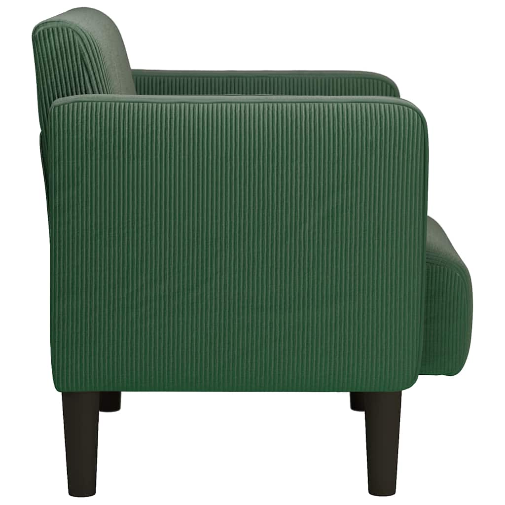 vidaXL Sofa Fotel z Podłokietnikami ciemnozielona 54cm Tkanina Corduroy