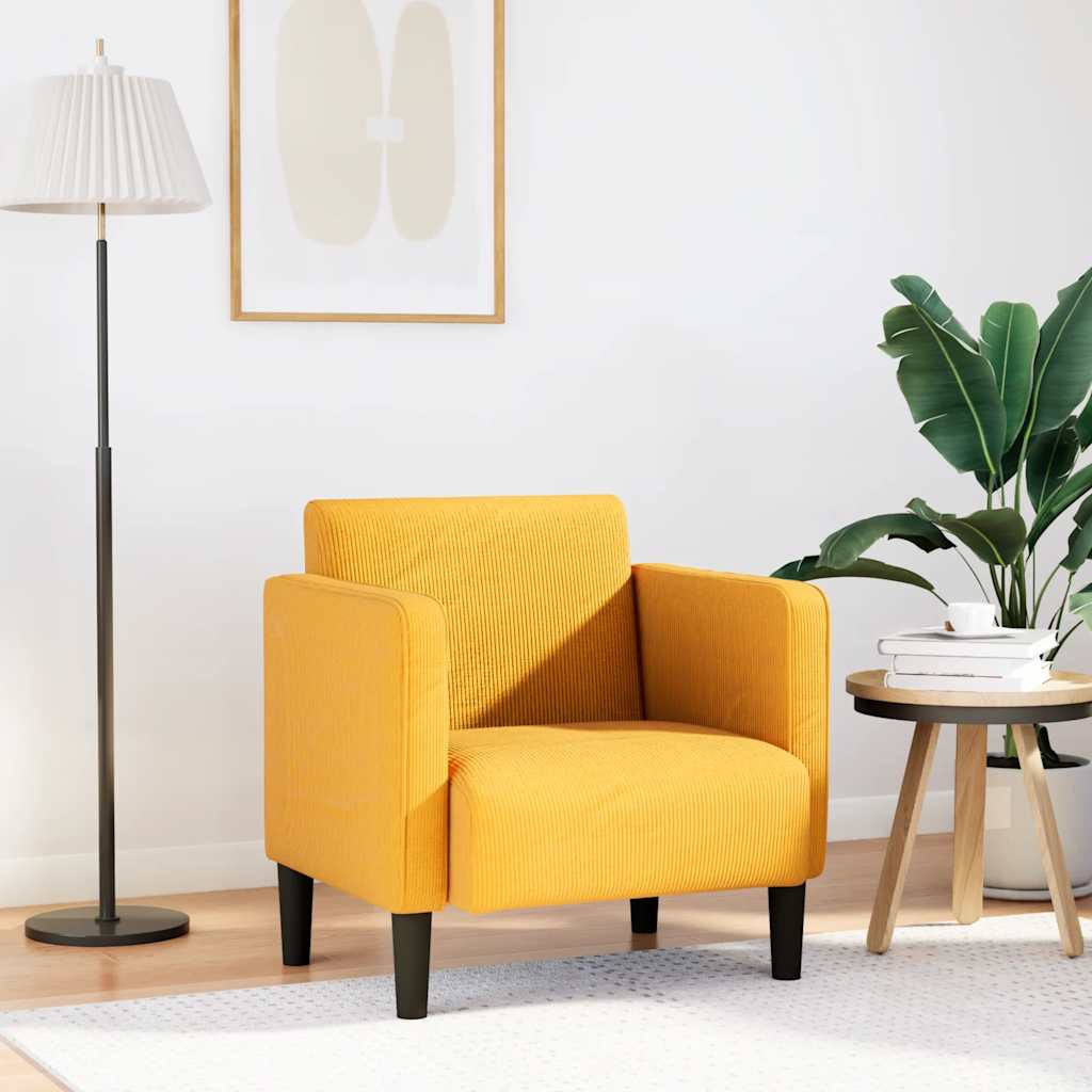 vidaXL Sofa Fotel z Podłokietnikami Jasnożółty 54 cm Tkanina Kordowa