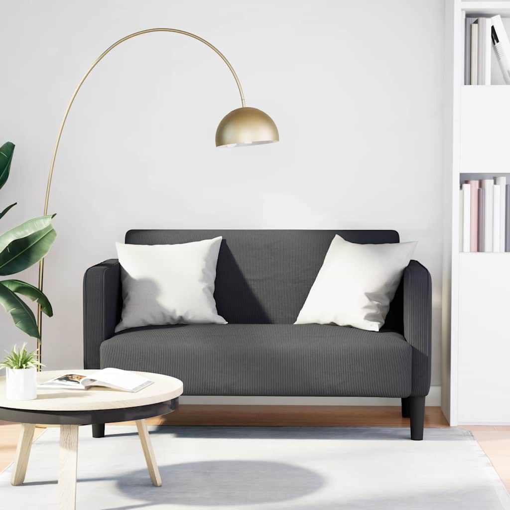 vidaXL Sofa dwuosobowa Ciemnoszara 109 cm Tkanina sztruksowa