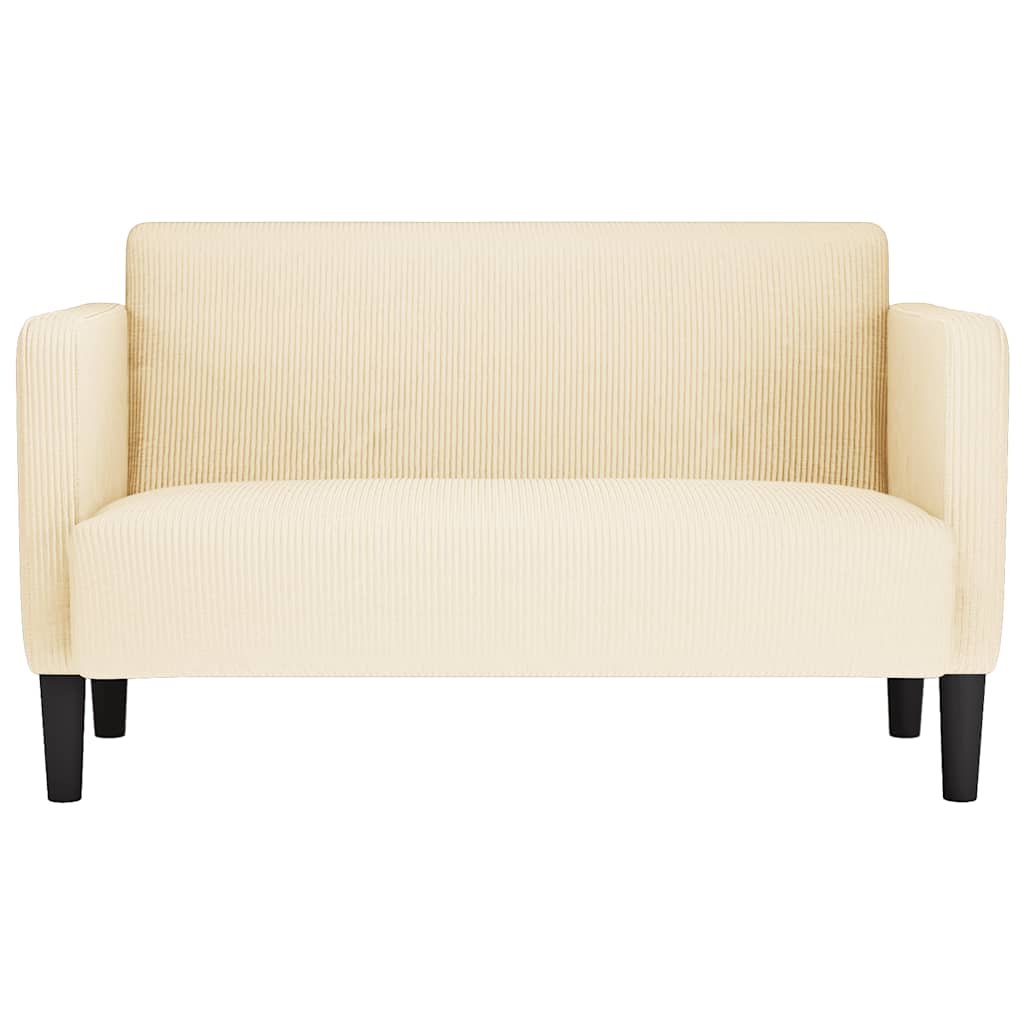 vidaXL Sofa dwuosobowa kremowa 109 cm Tkanina sztruksowa