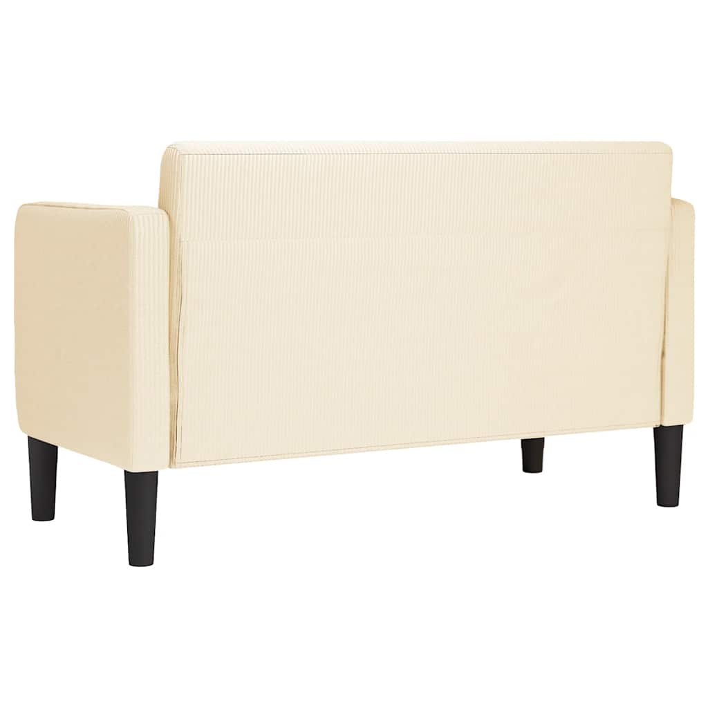 vidaXL Sofa dwuosobowa kremowa 109 cm Tkanina sztruksowa