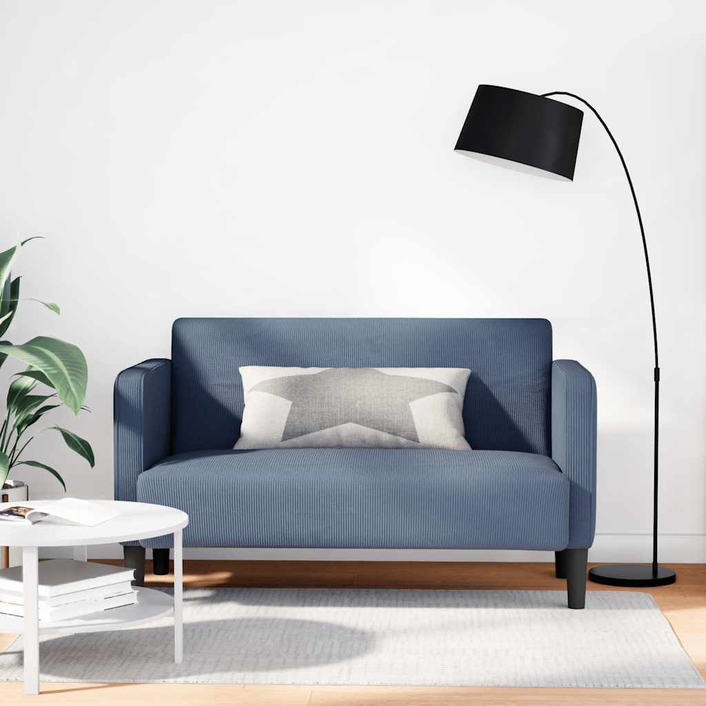 vidaXL Sofa dwuosobowa niebieska 109 cm tkanina sztruksowa
