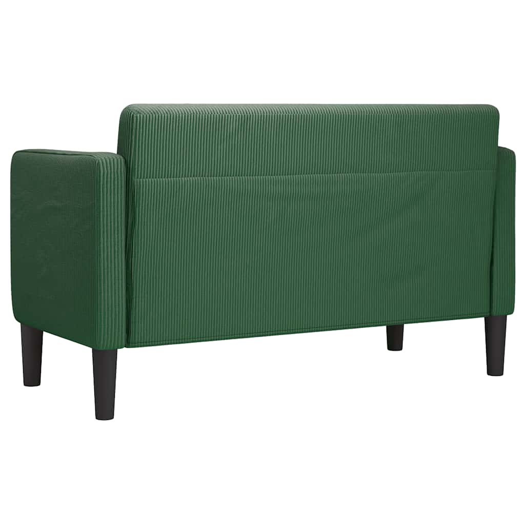 vidaXL Sofa dwuosobowa ciemnozielona 109 cm Tkanina sztruksowa