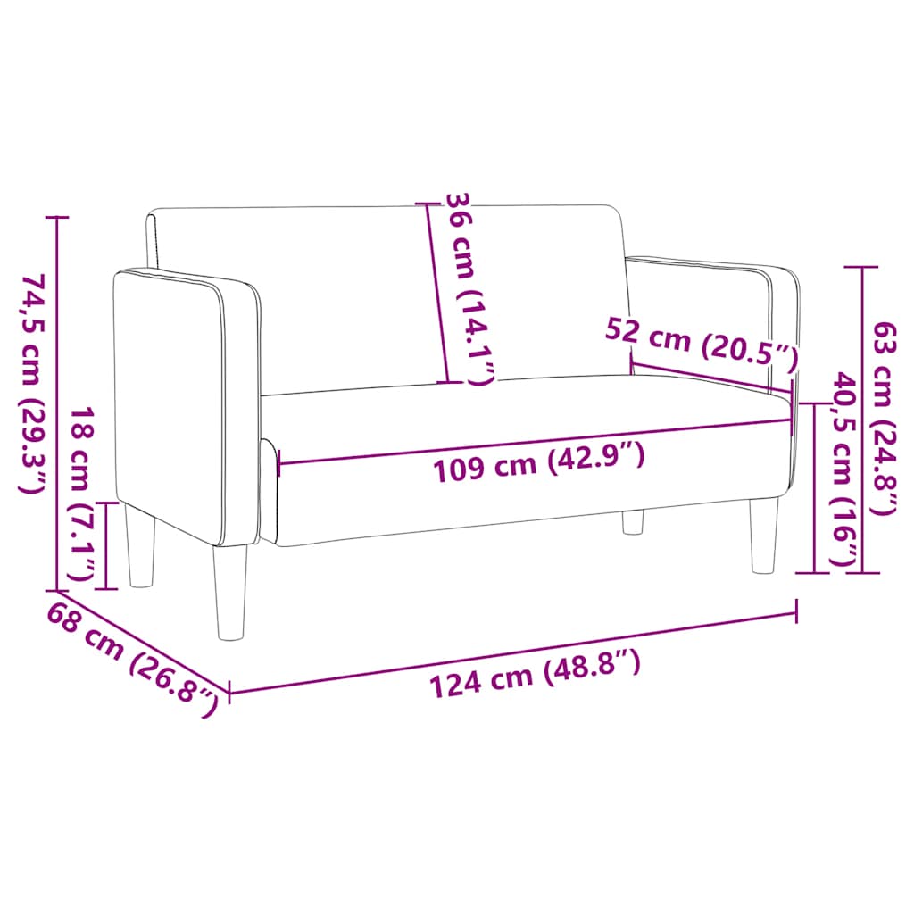 vidaXL Sofa dwuosobowa ciemnozielona 109 cm Tkanina sztruksowa