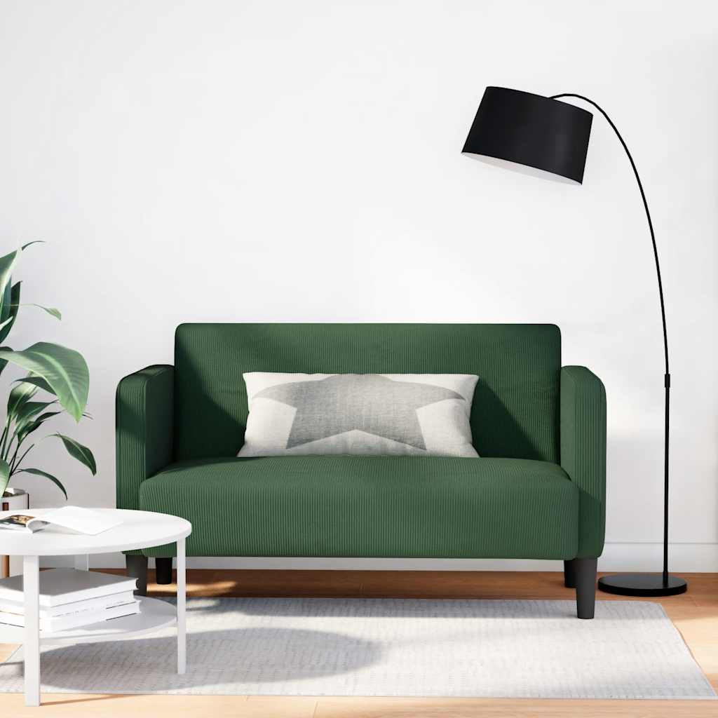 vidaXL Sofa dwuosobowa ciemnozielona 109 cm Tkanina sztruksowa