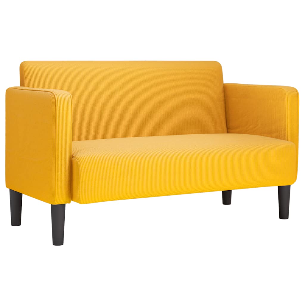 vidaXL Sofa dwuosobowa Jasnożółta 109 cm Tkanina sztruksowa