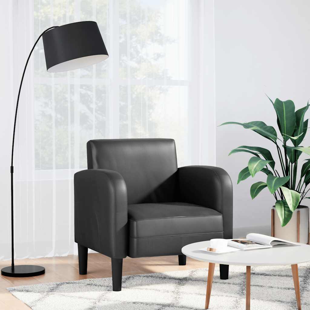 vidaXL Sofa Fotel z Podłokietnikami Czarny 54 cm Skóra ekologiczna
