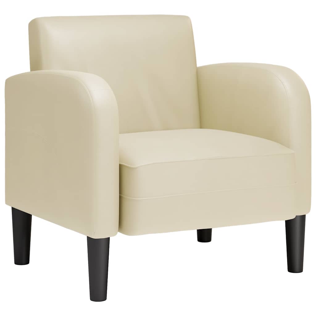 vidaXL Sofa Fotel z Podłokietnikami Kremowy 54 cm Skóra ekologiczna