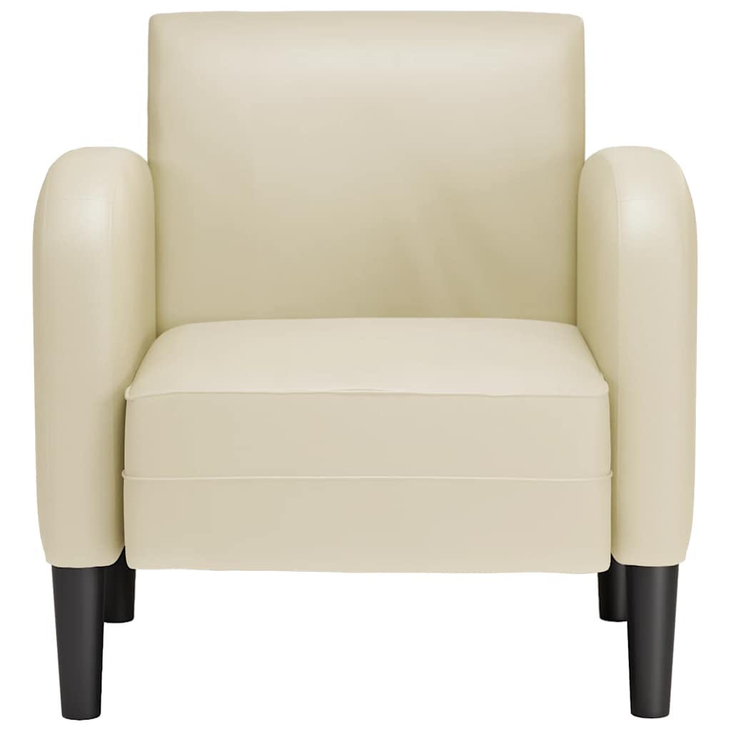 vidaXL Sofa Fotel z Podłokietnikami Kremowy 54 cm Skóra ekologiczna