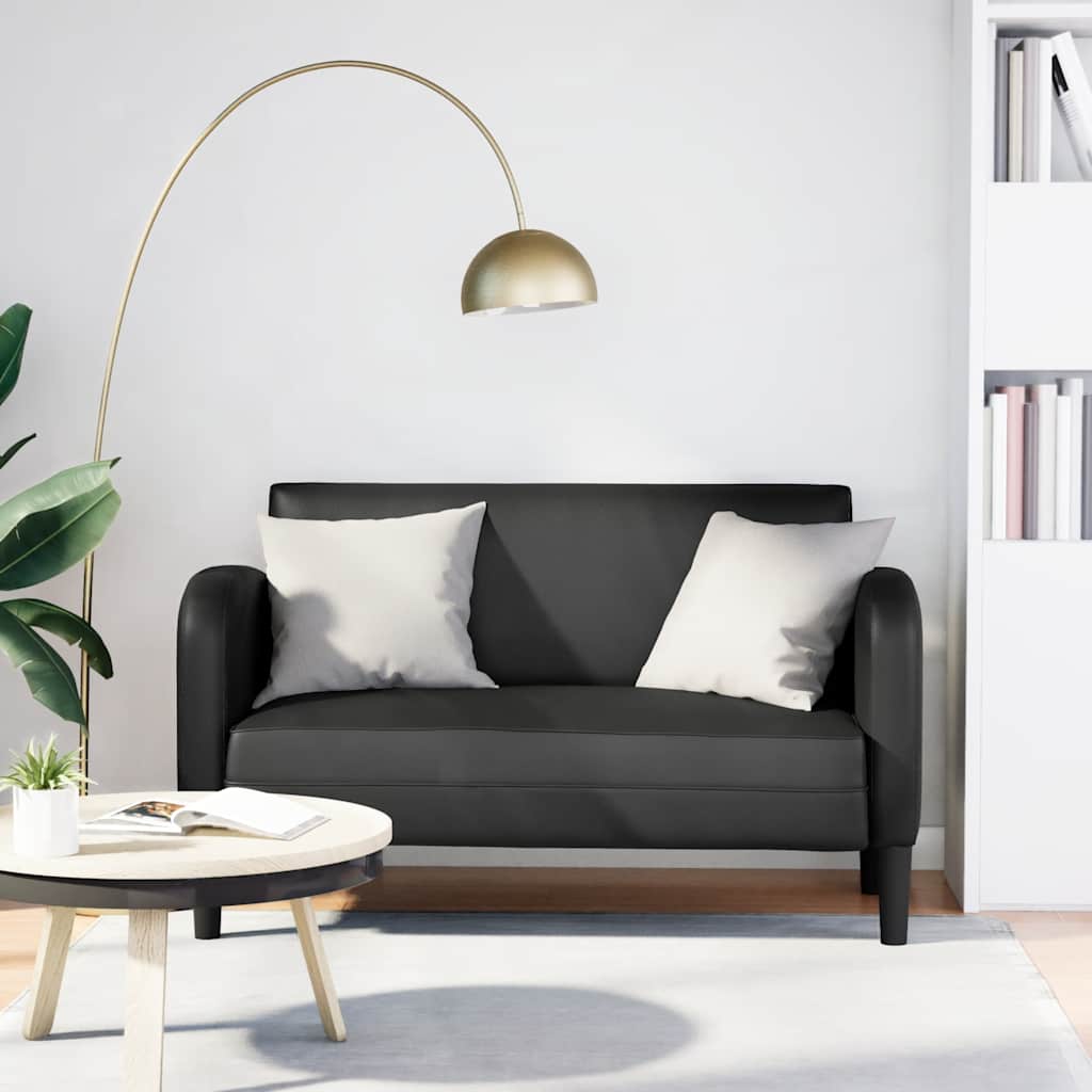 vidaXL Sofa dwuosobowa czarna 110 cm ze skóry ekologicznej