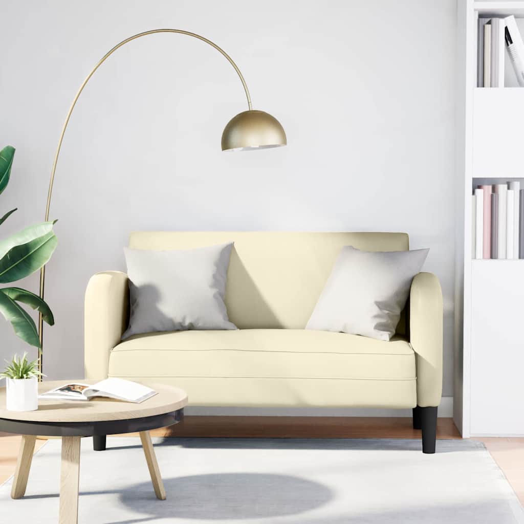 vidaXL Sofa dwuosobowa kremowa 110 cm ze skóry ekologicznej