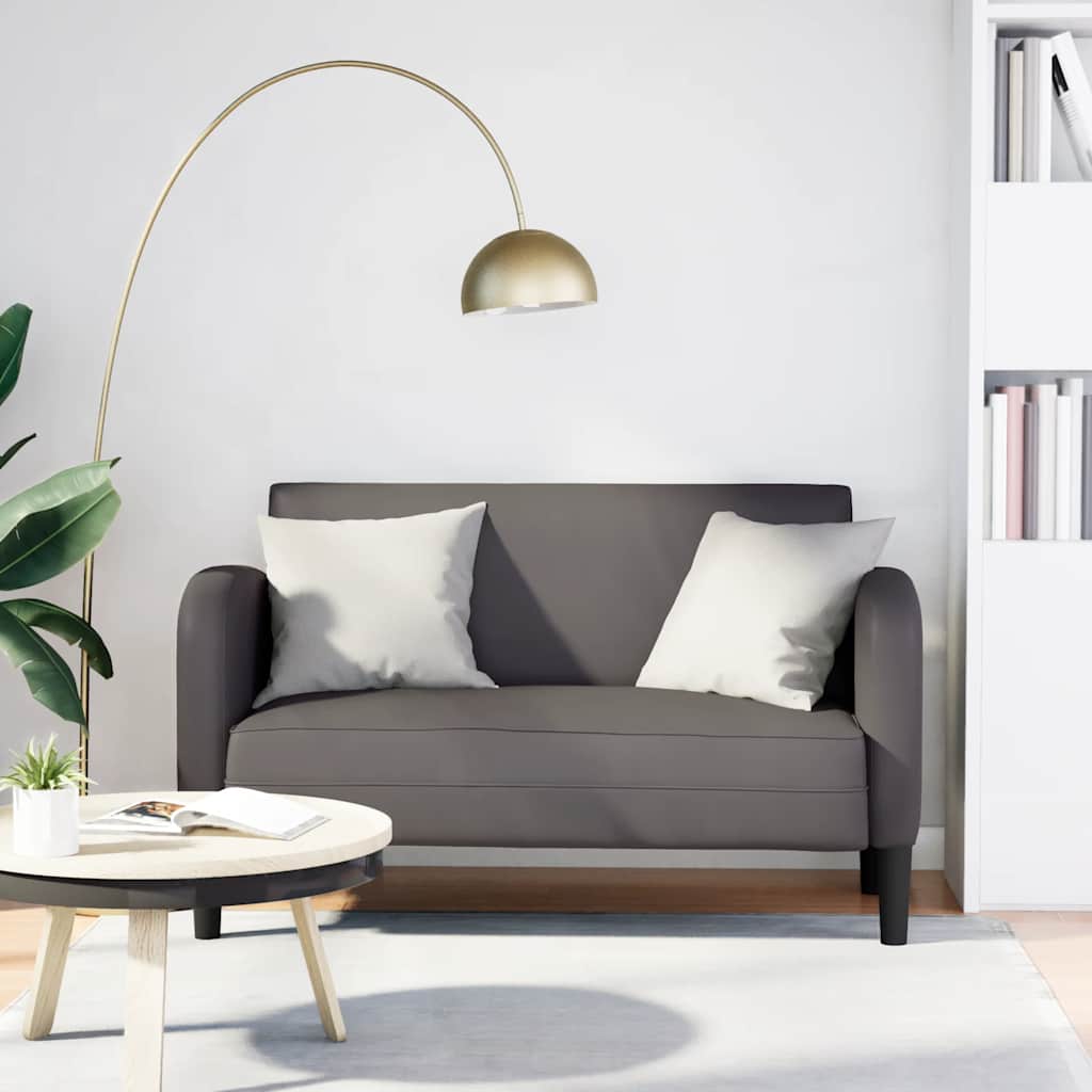 vidaXL Sofa dwuosobowa Szara 110 cm Skóra ekologiczna