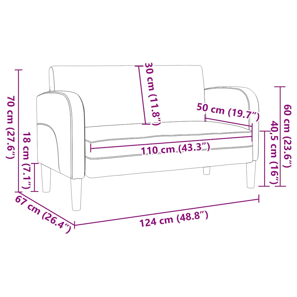 vidaXL Sofa dwuosobowa ciemnoszara 110 cm sztuczna skóra