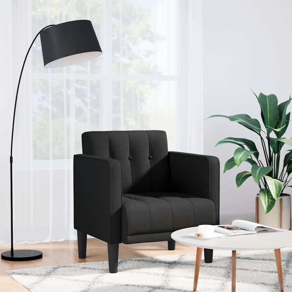 vidaXL Sofa Fotel z Podłokietnikami Czarny 53 cm Tkanina