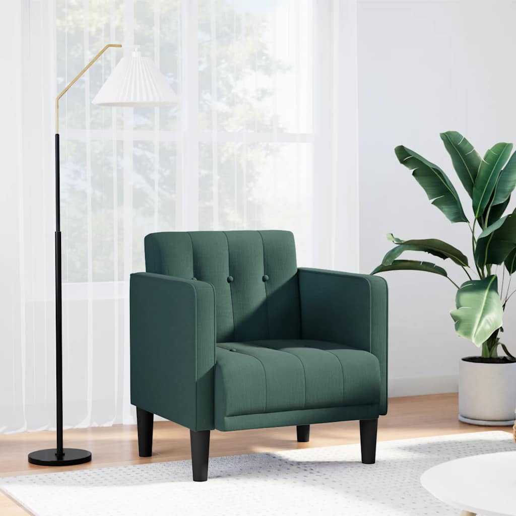 vidaXL Sofa Fotel z Podłokietnikami Ciemnozielony 53 cm Tkanina