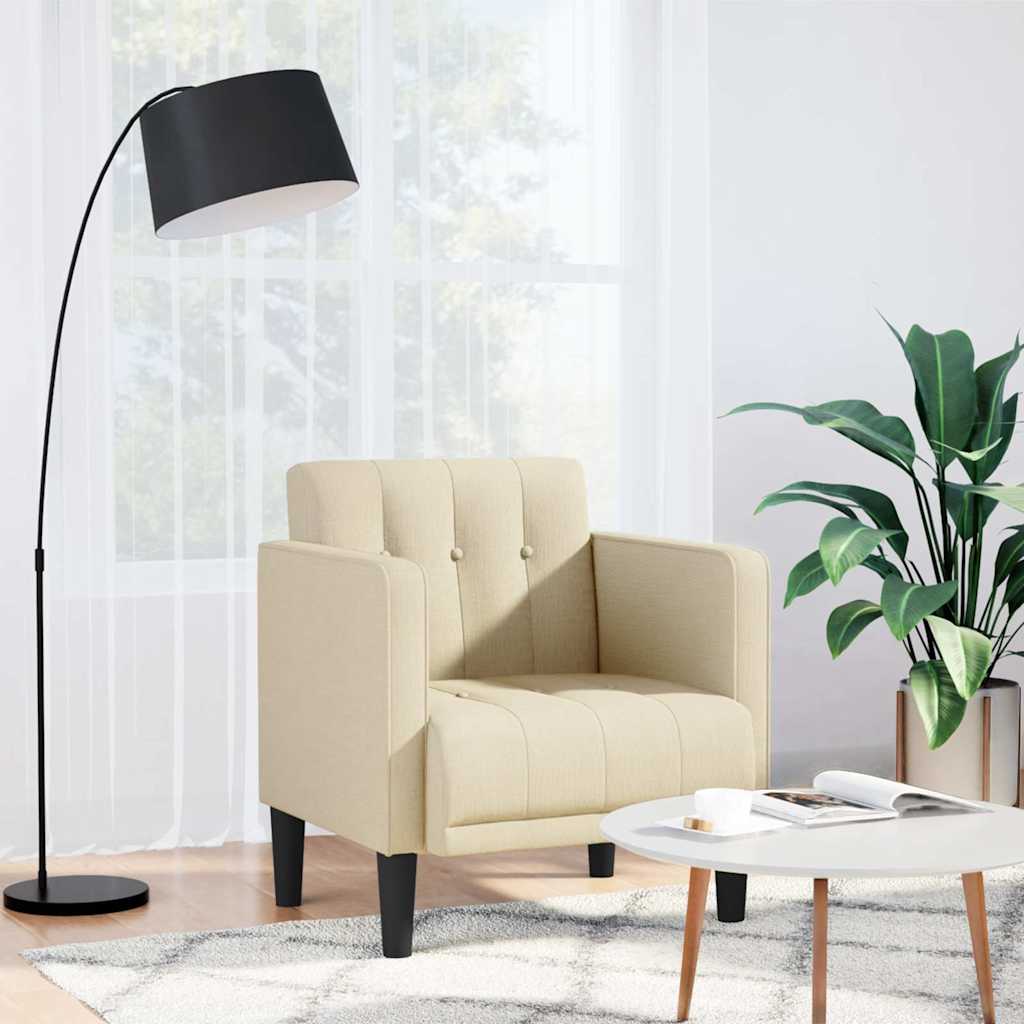 vidaXL Sofa Fotel z Podłokietnikami Kremowy 53 cm Tkanina