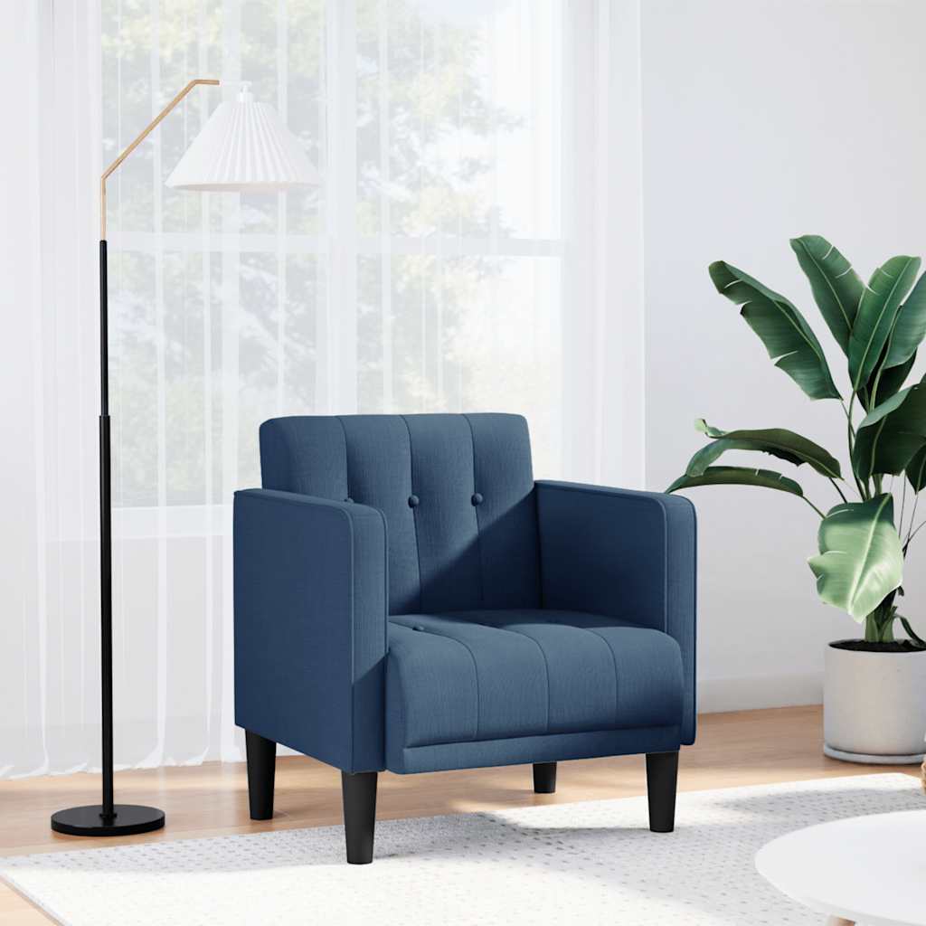 vidaXL Sofa Fotel z Podłokietnikami Niebieski 53 cm Tkanina