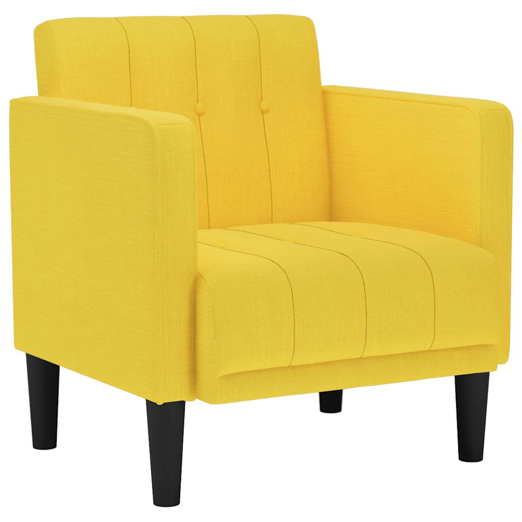 vidaXL Sofa Fotel z Podłokietnikami Jasnożółty 53 cm Tkanina