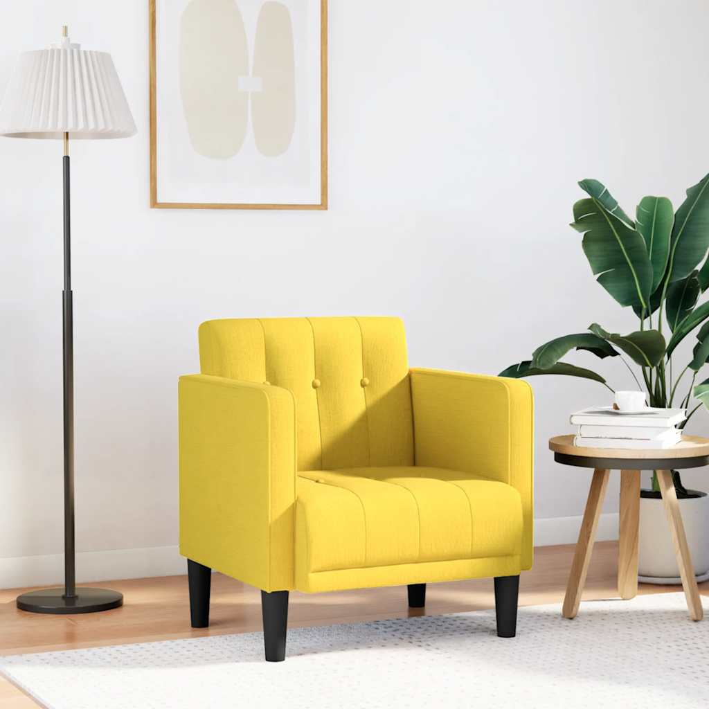 vidaXL Sofa Fotel z Podłokietnikami Jasnożółty 53 cm Tkanina