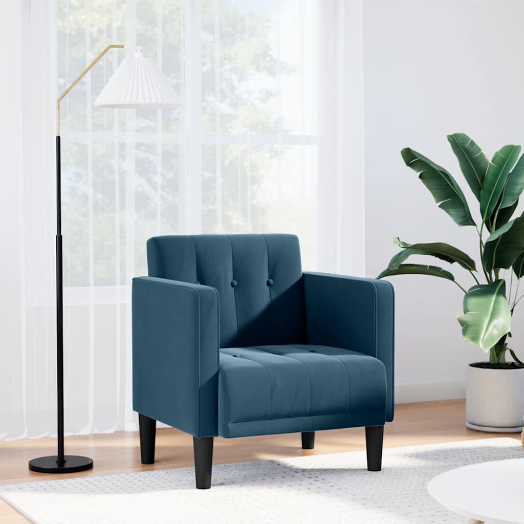vidaXL Sofa Fotel z Podłokietnikami Niebieski 53 cm Aksamit