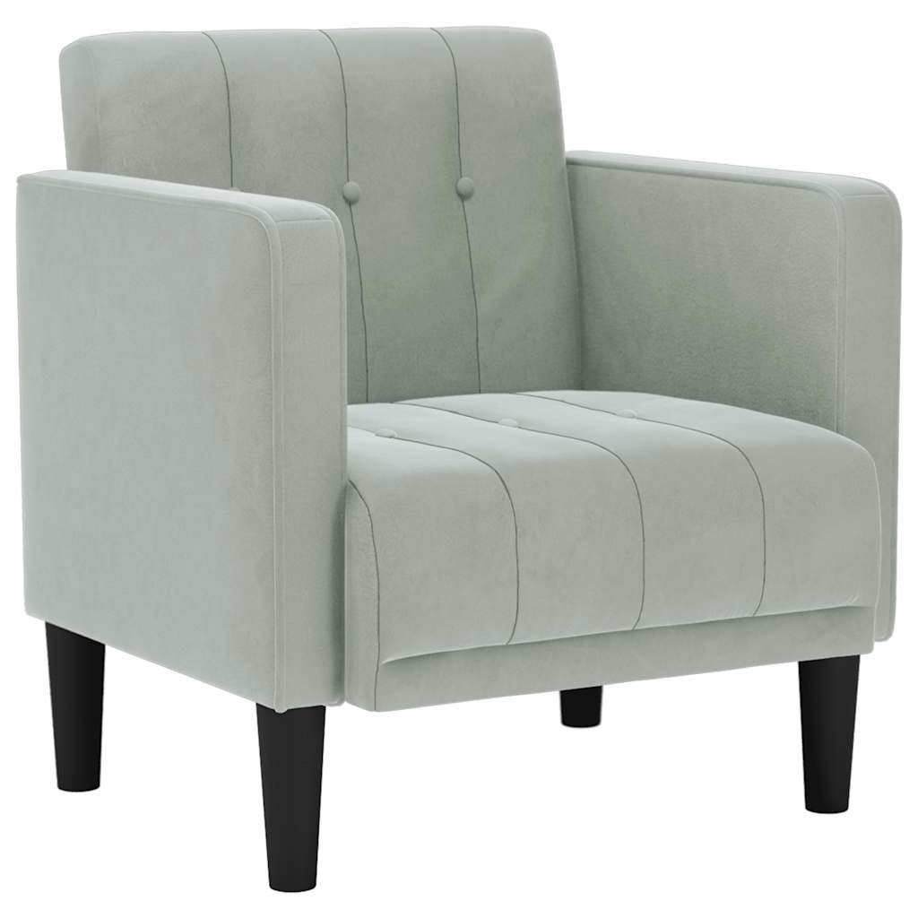 vidaXL Sofa Fotel z Podłokietnikami Jasnoszary 53 cm Aksamit