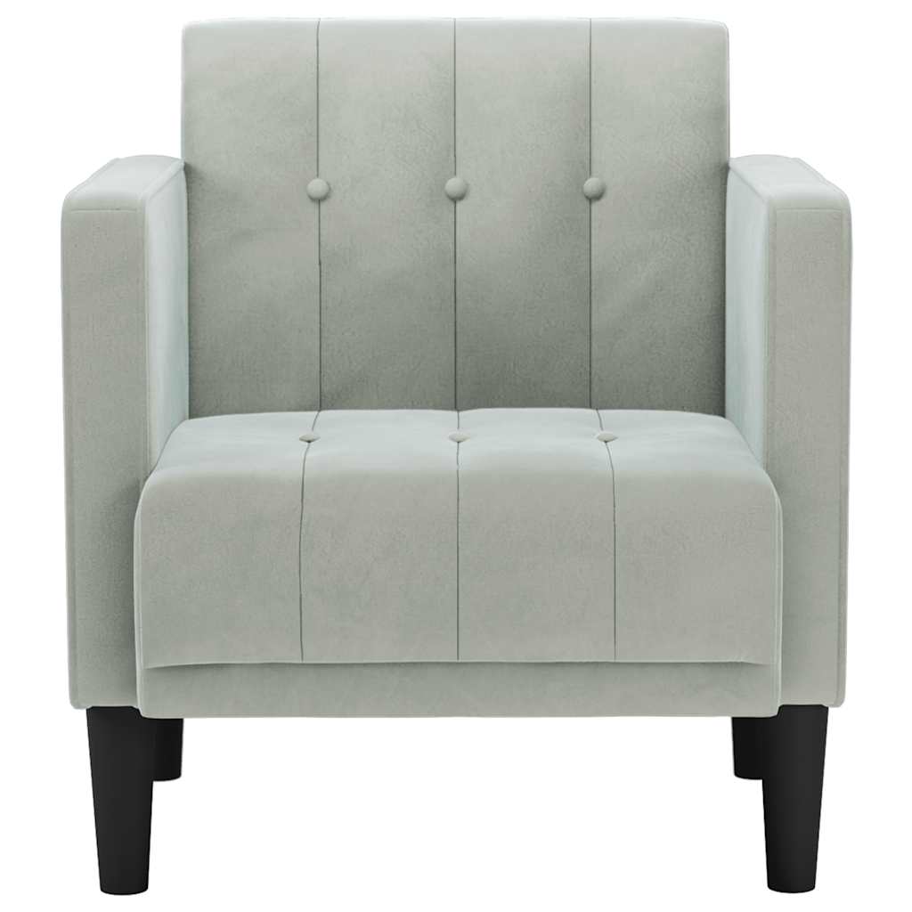 vidaXL Sofa Fotel z Podłokietnikami Jasnoszary 53 cm Aksamit