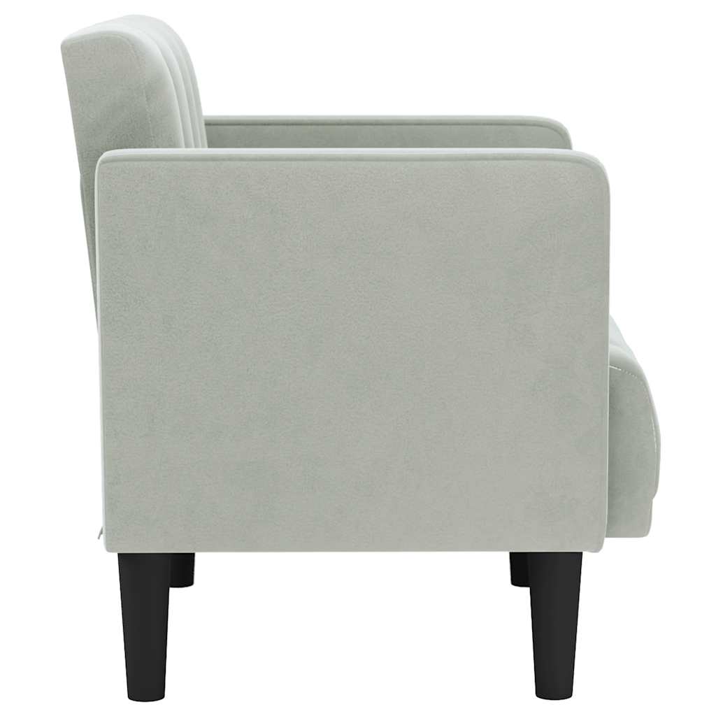 vidaXL Sofa Fotel z Podłokietnikami Jasnoszary 53 cm Aksamit