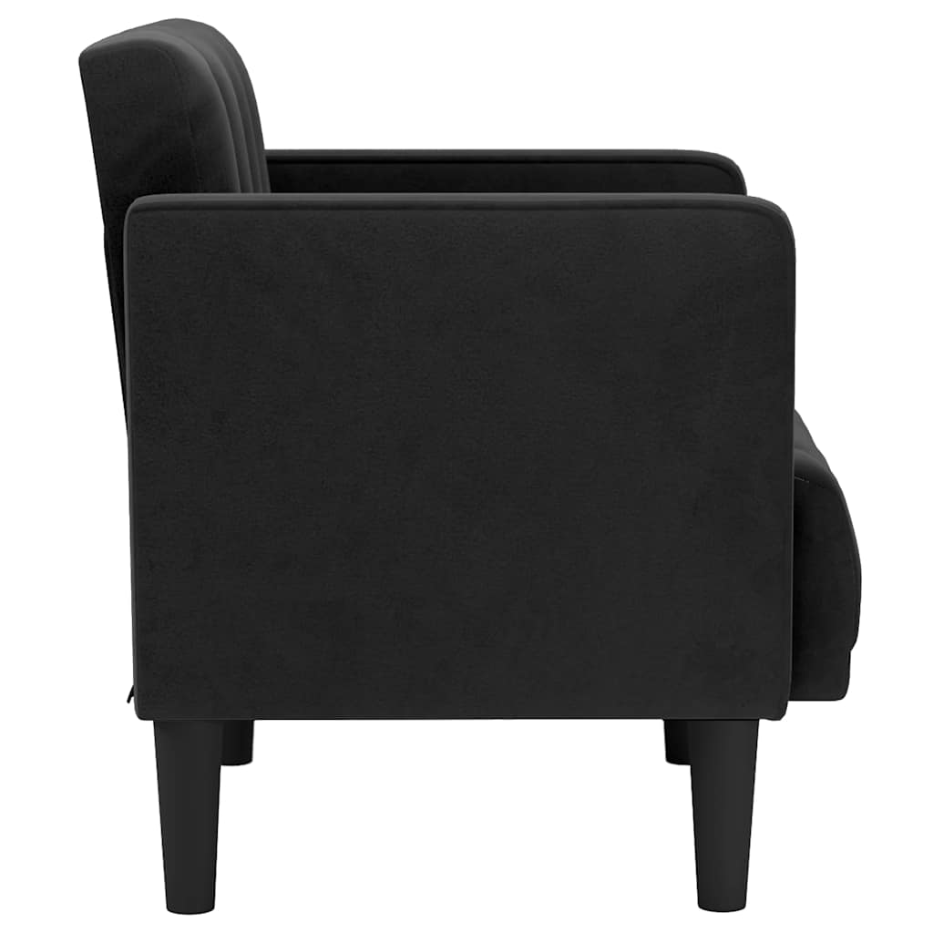 vidaXL Sofa Fotel z Podłokietnikami Czarny 53 cm Aksamit
