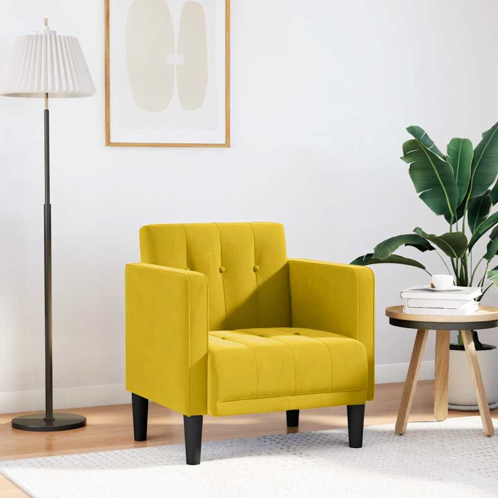 vidaXL Sofa Fotel z Podłokietnikami Żółty 53 cm Aksamit