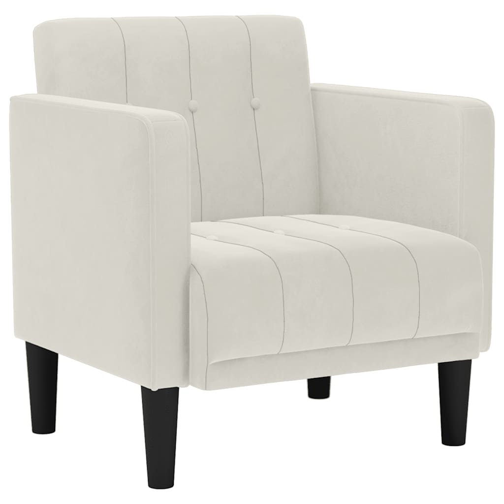 vidaXL Sofa Fotel z Podłokietnikami Kremowy 53 cm Aksamit