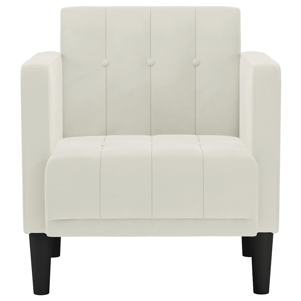 vidaXL Sofa Fotel z Podłokietnikami Kremowy 53 cm Aksamit