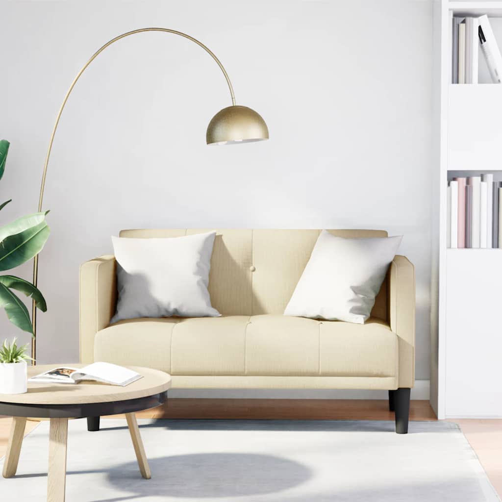 vidaXL Sofa dwuosobowa kremowa 111 cm Tkanina