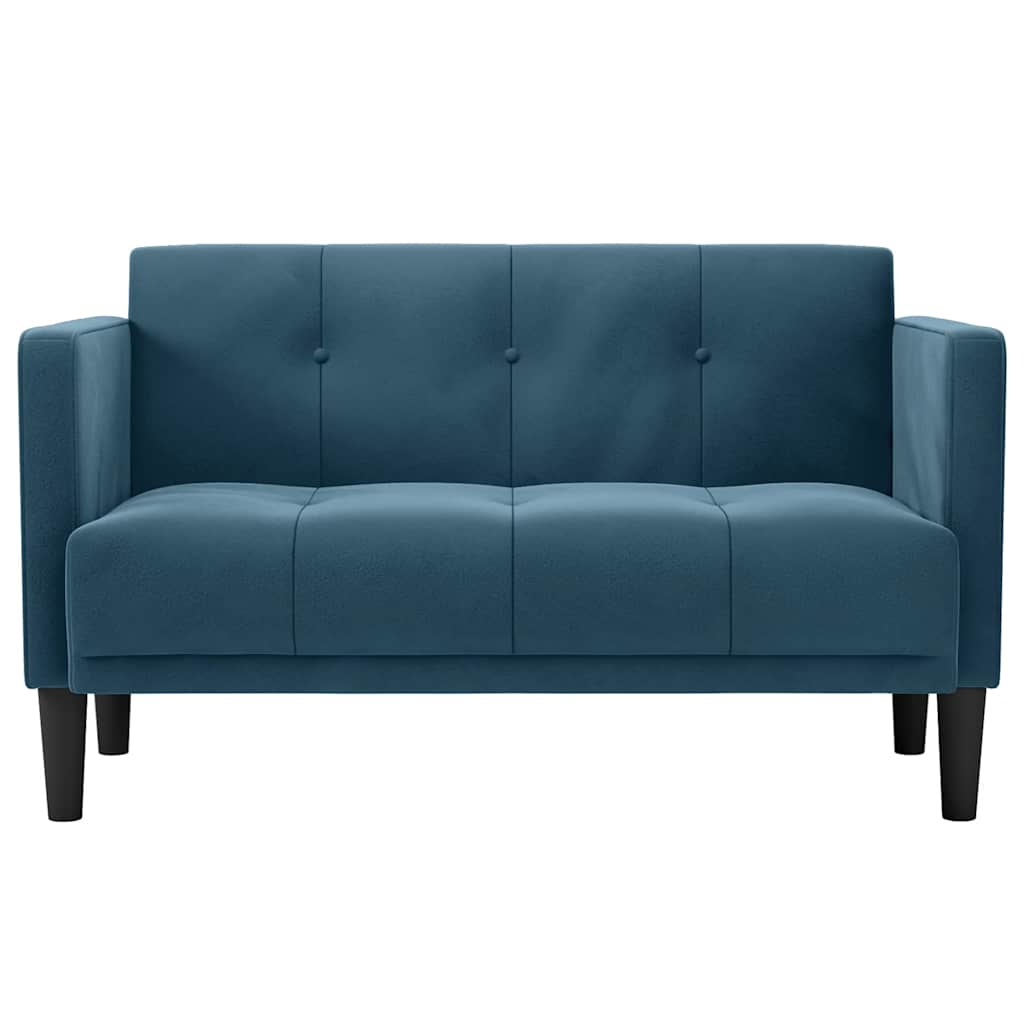 vidaXL Sofa dwuosobowa niebieska 111 cm aksamitna