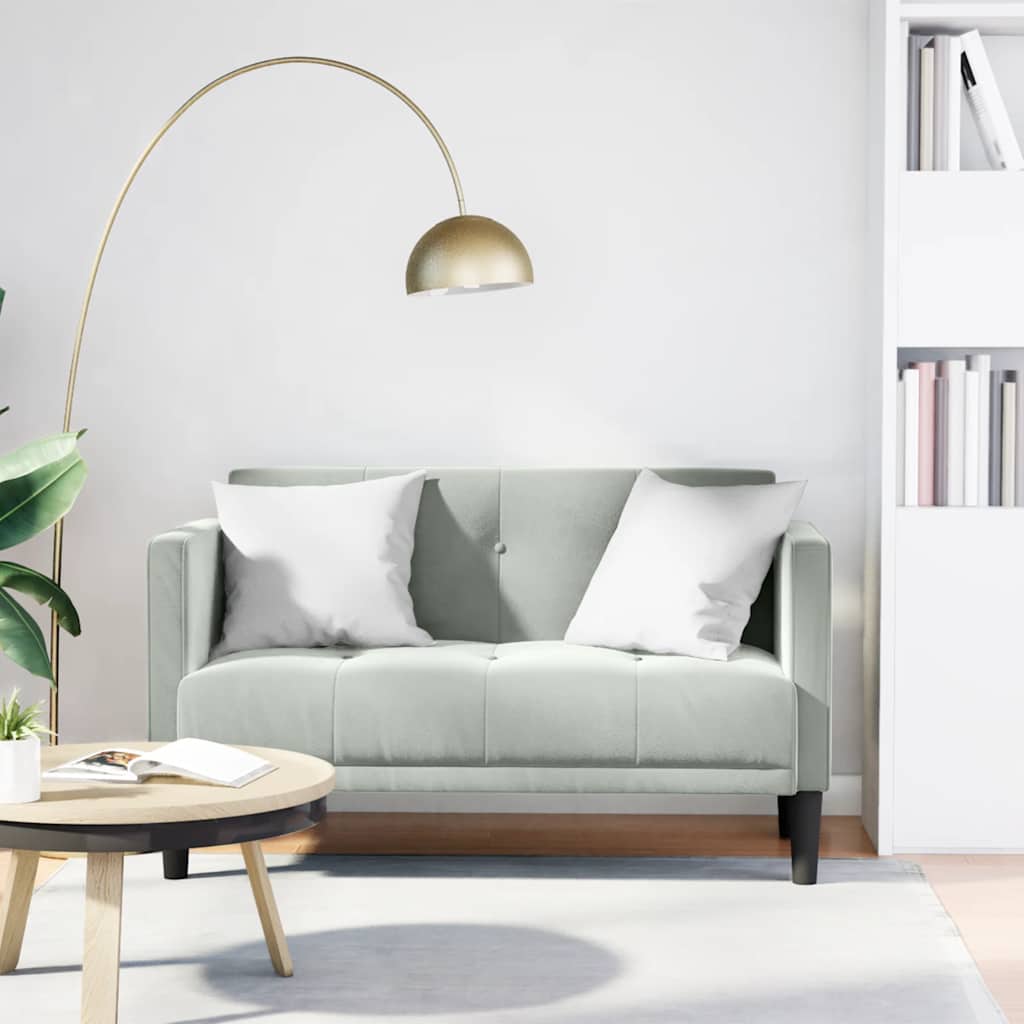 vidaXL Sofa dwuosobowa Jasnoszara 111 cm Aksamit