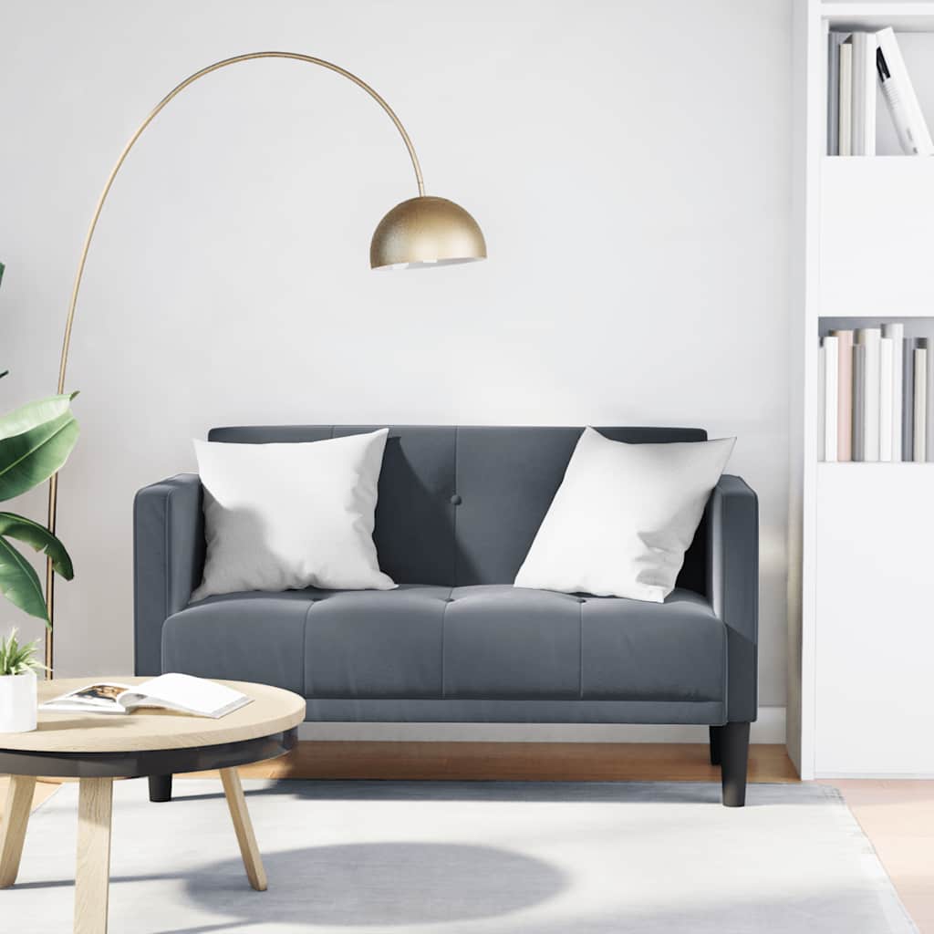 vidaXL Sofa dwuosobowa Ciemnoszara 111 cm Aksamit