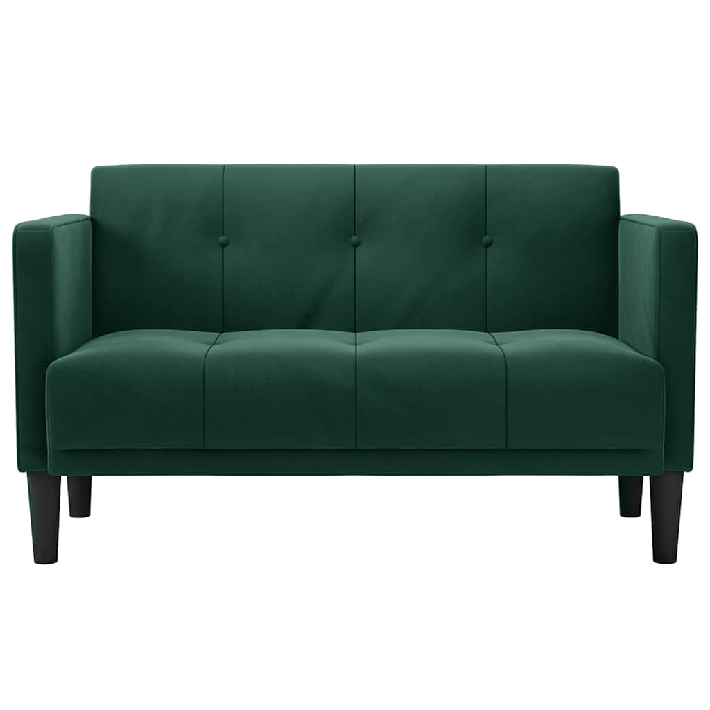 vidaXL Sofa dwuosobowa Ciemnozielona 111 cm Aksamit