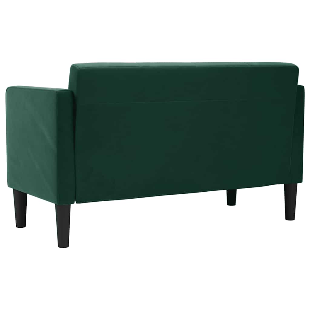 vidaXL Sofa dwuosobowa Ciemnozielona 111 cm Aksamit