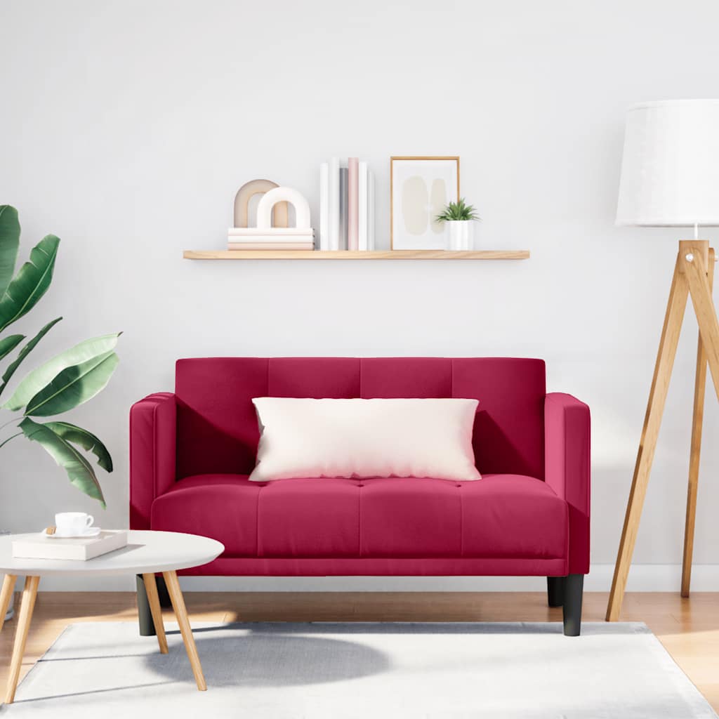 vidaXL Sofa dwuosobowa wino czerwone 111 cm aksamit